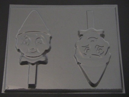 578sp Shelved Elf Chocolate or Hard Candy Lollipop Mold